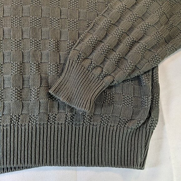 Vintage Spalding Knit Sweater Grey Checkered Mens L Large Gray Long Sleeve Retro - Picture 7 of 15